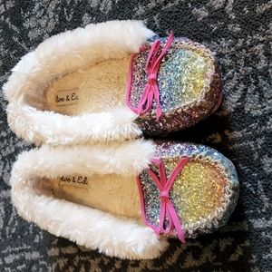 olive & edie rainbow moccasins/slippers